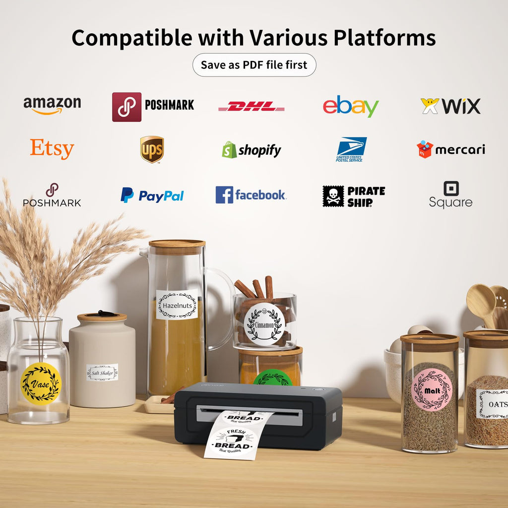 Bluetooth Thermal Shipping Label Printer, 4X6 Inkless Wireless Label Printer T3005