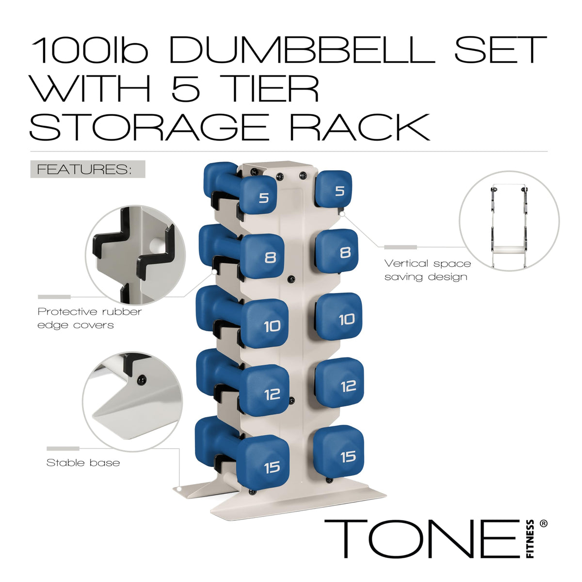 Neoprene Dumbbell Set with Storage Rack S83836