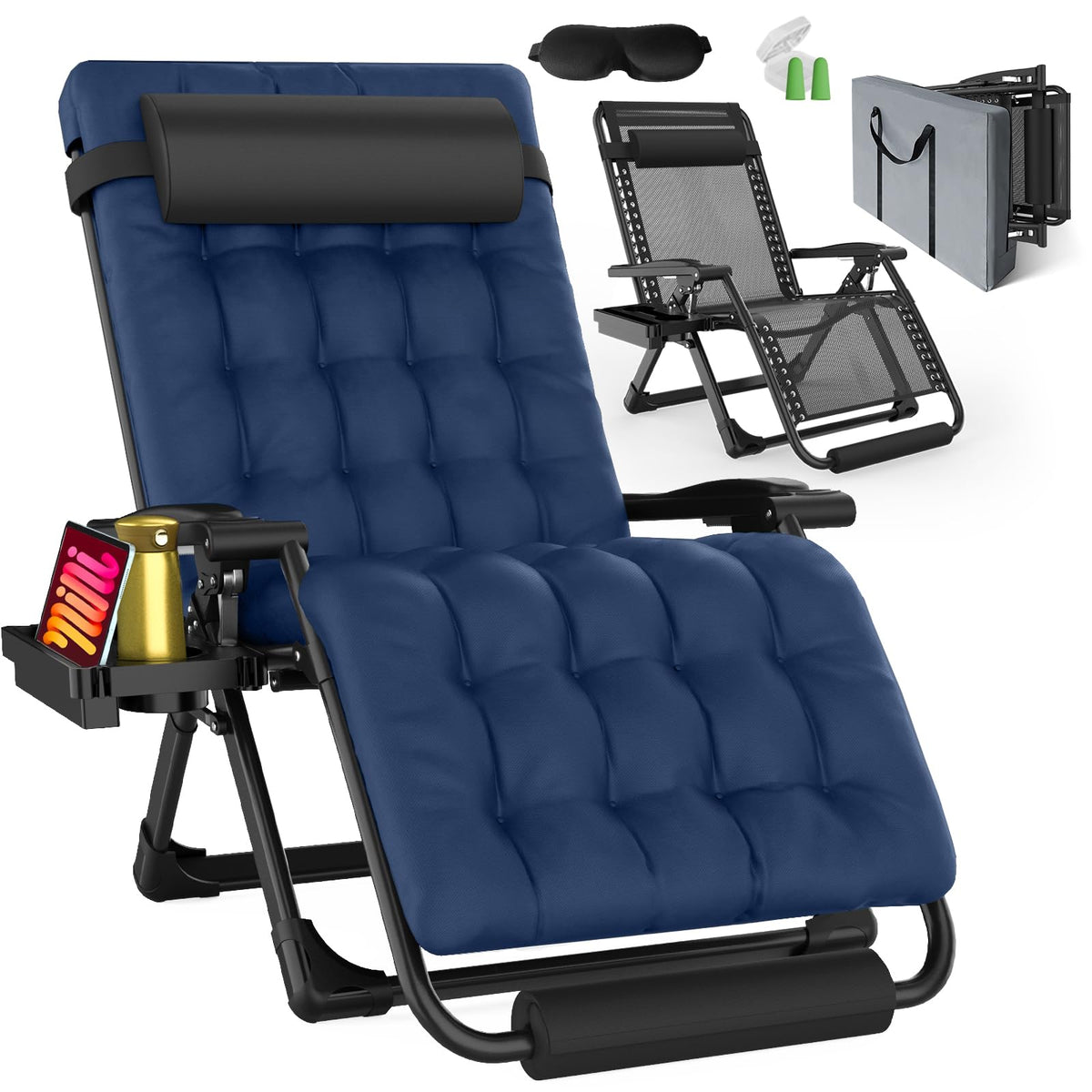 Oversized Blue Zero Gravity Chair with Cushion Z732860