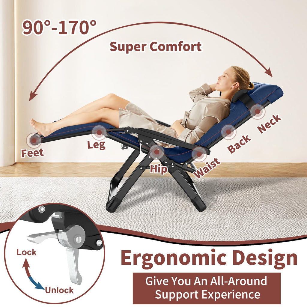 Oversized Blue Zero Gravity Chair with Cushion Z732860