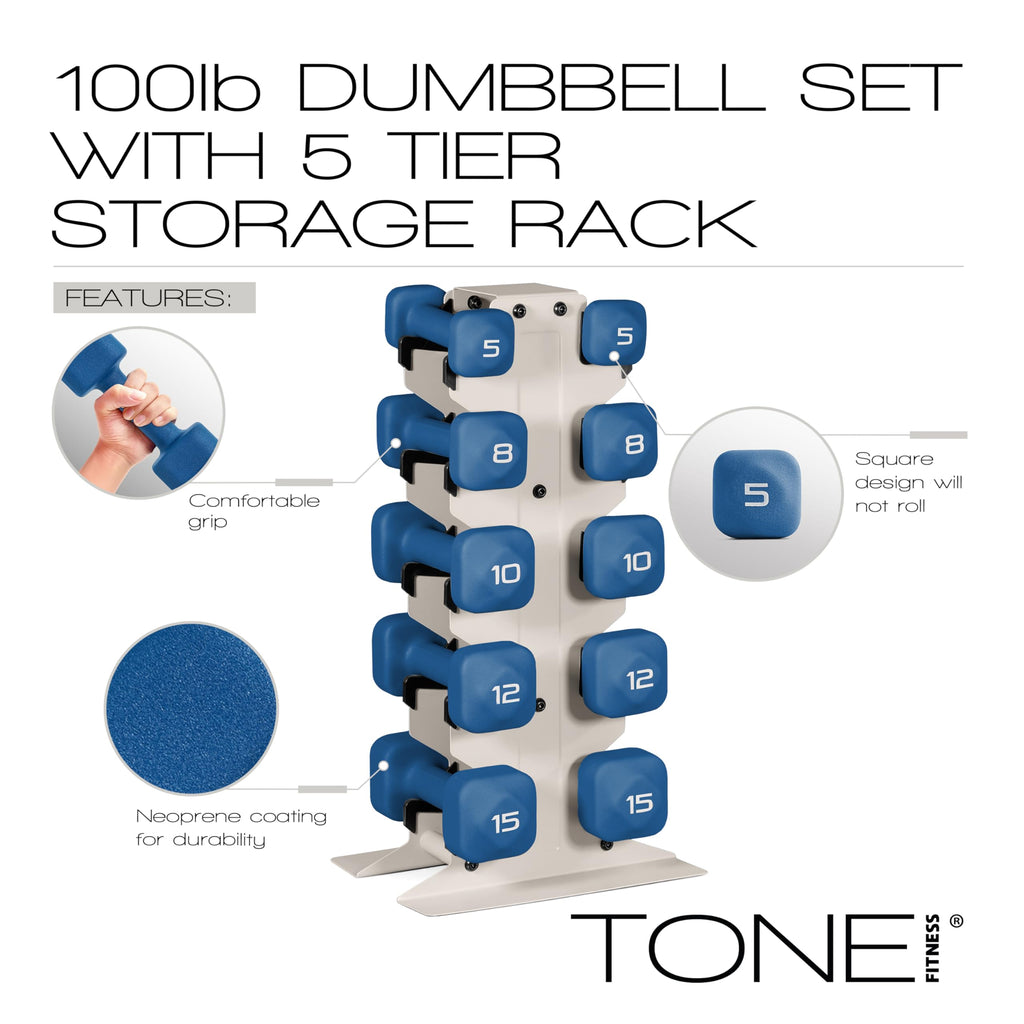 Neoprene Dumbbell Set with Storage Rack S83836