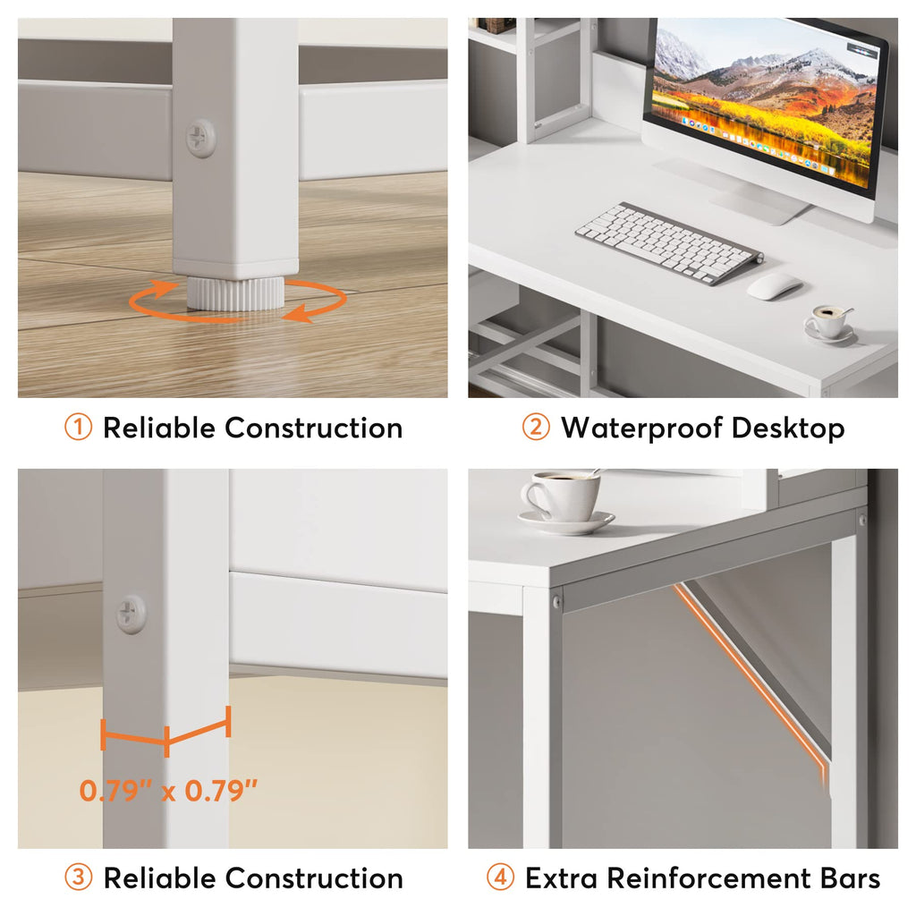 55 Inch Computer Desk with 2 Drawers and Storage Shelves X551569