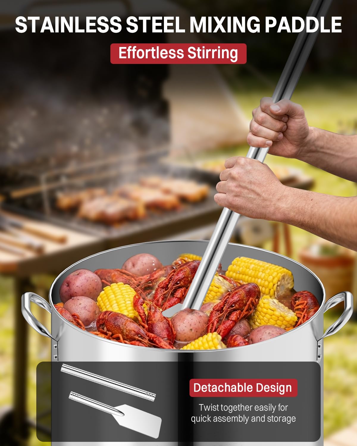 60QT Stainless Steel Stockpot with Basket M894519