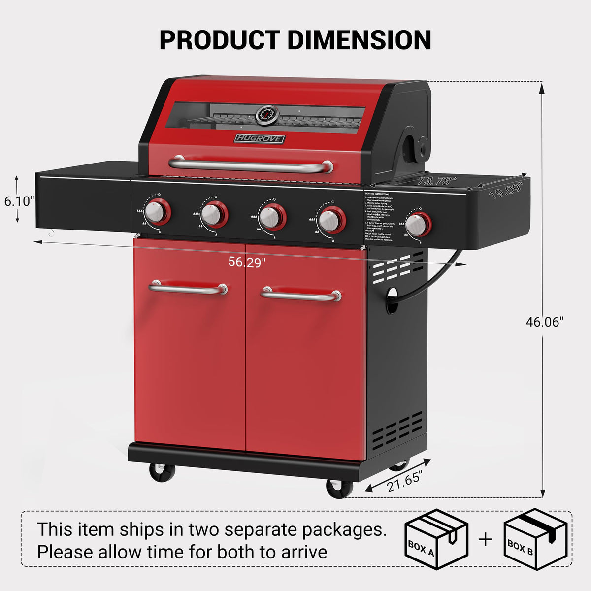 56,000 BTU 4 Burner Propane Gas Grill with Side Burner Q58034
