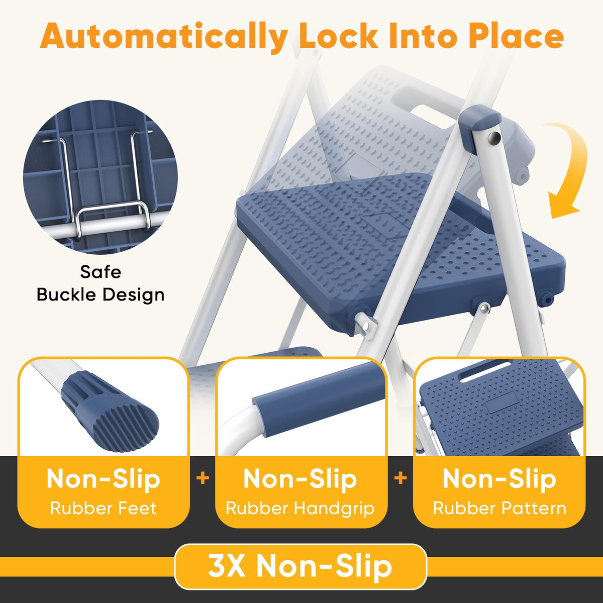 3 Step Folding Step Stool with Safety Lock T260