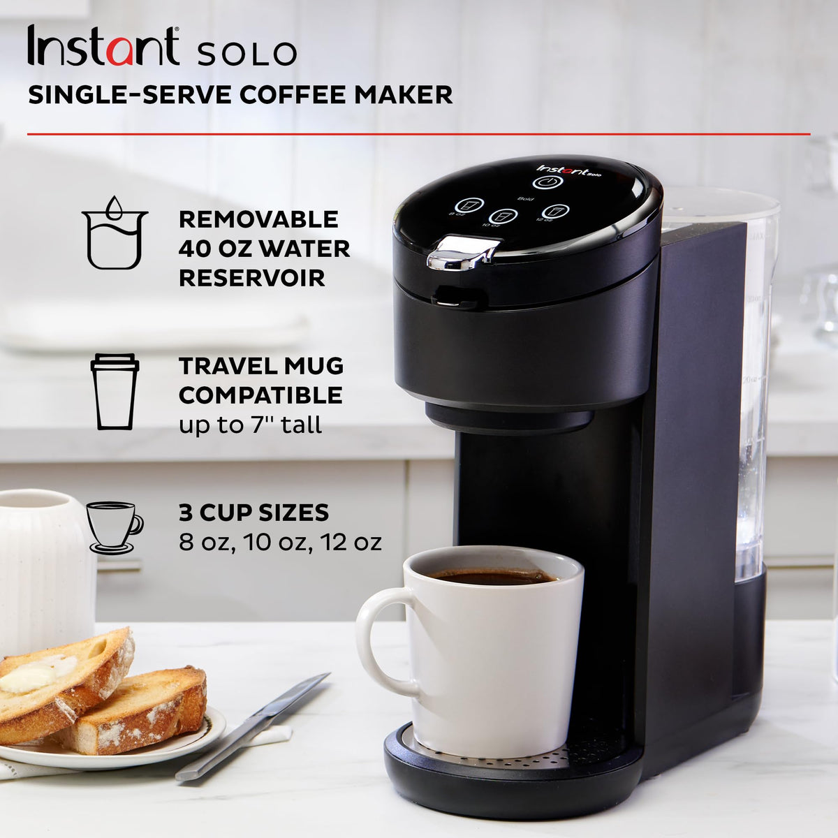 Single Serve K-Cup Pod Compatible Coffee Maker with 40oz Water Reservoir, Black E32682