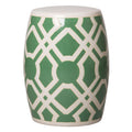 18 in. Glossy Glaze Meadow Green Round Ceramic Garden Stool U79655