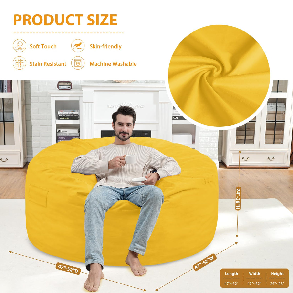 5FT Memory Foam Bean Bag Chair with Dutch Velvet Cover X261