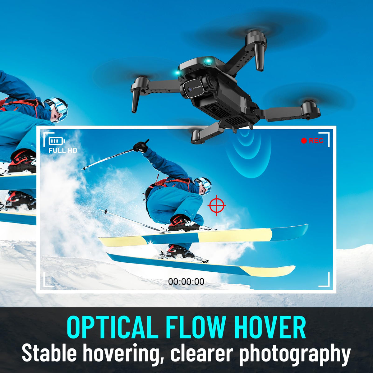 1080P HD Foldable Mini RC Drone with Camera, 2 Batteries U1720