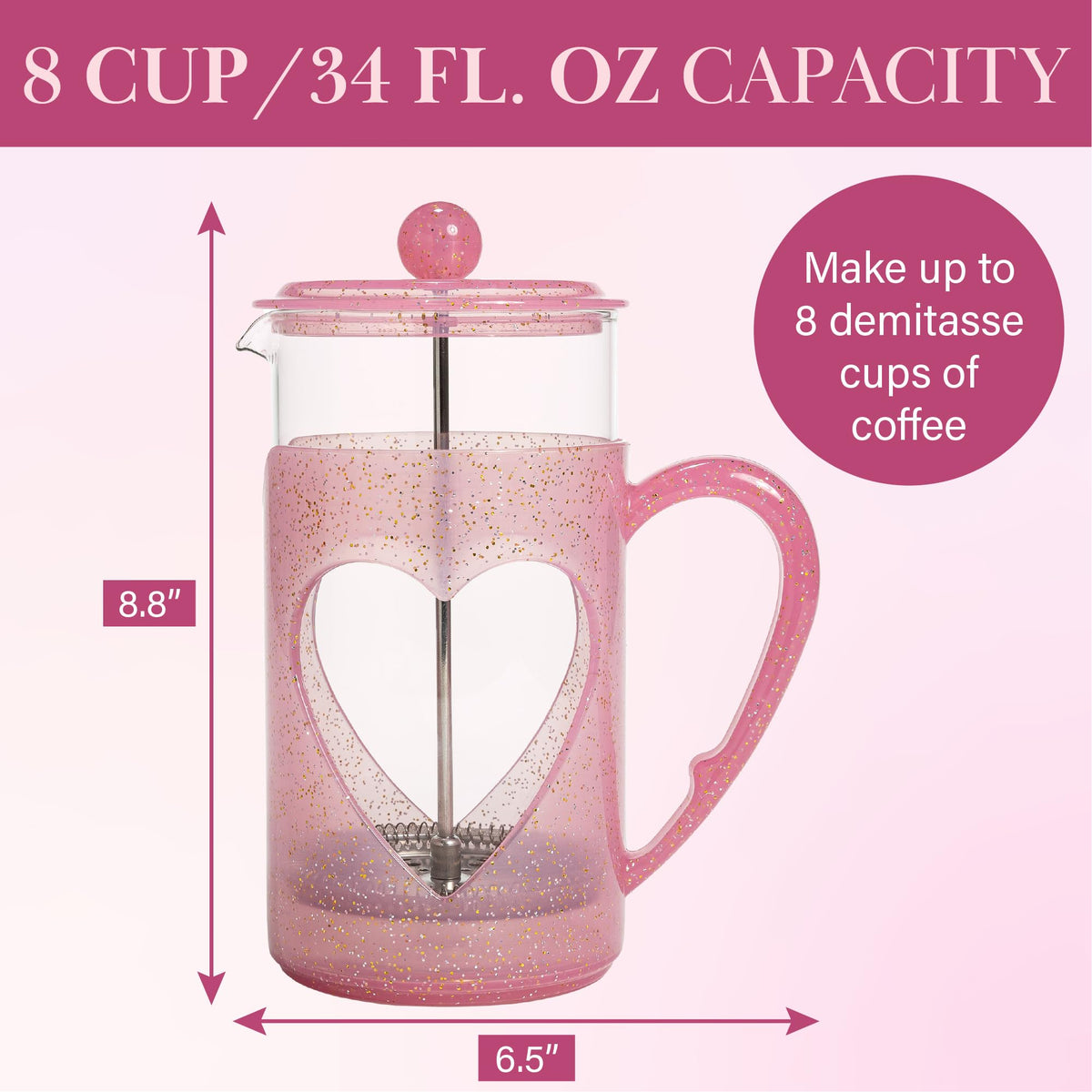 8-Cup Pink French Press Coffee Maker P101