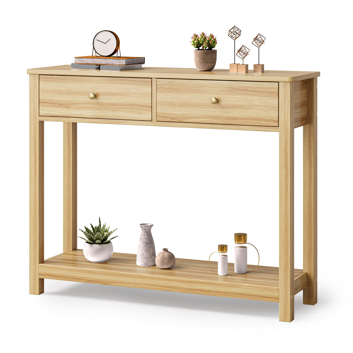 2 Drawer Oak Console Table O7974