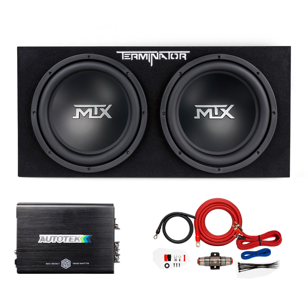 12" Subwoofer Box, Mono Amp & 4 Gauge Wiring Kit I2051