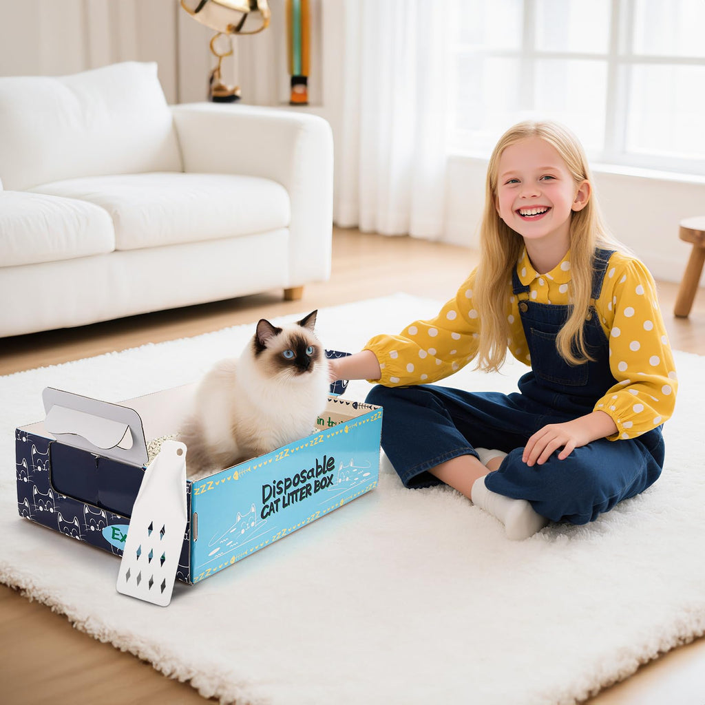 8 Pcs Disposable Cat Litter Box with Scoops P468
