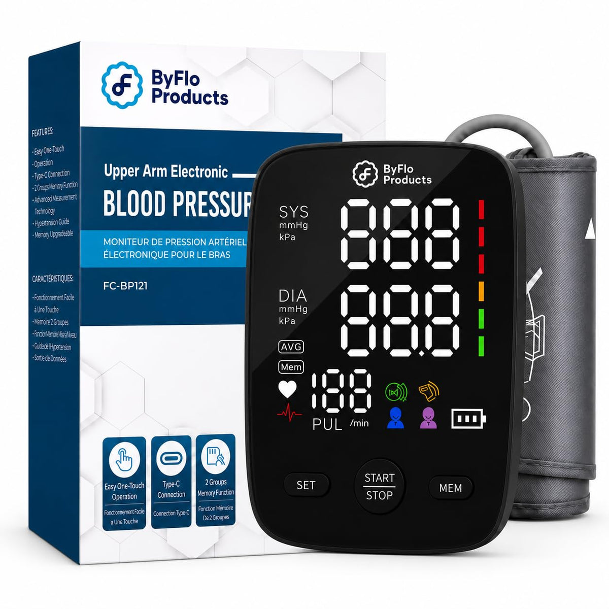 Blood Pressure Monitor Arm Cuff USB-C E1276