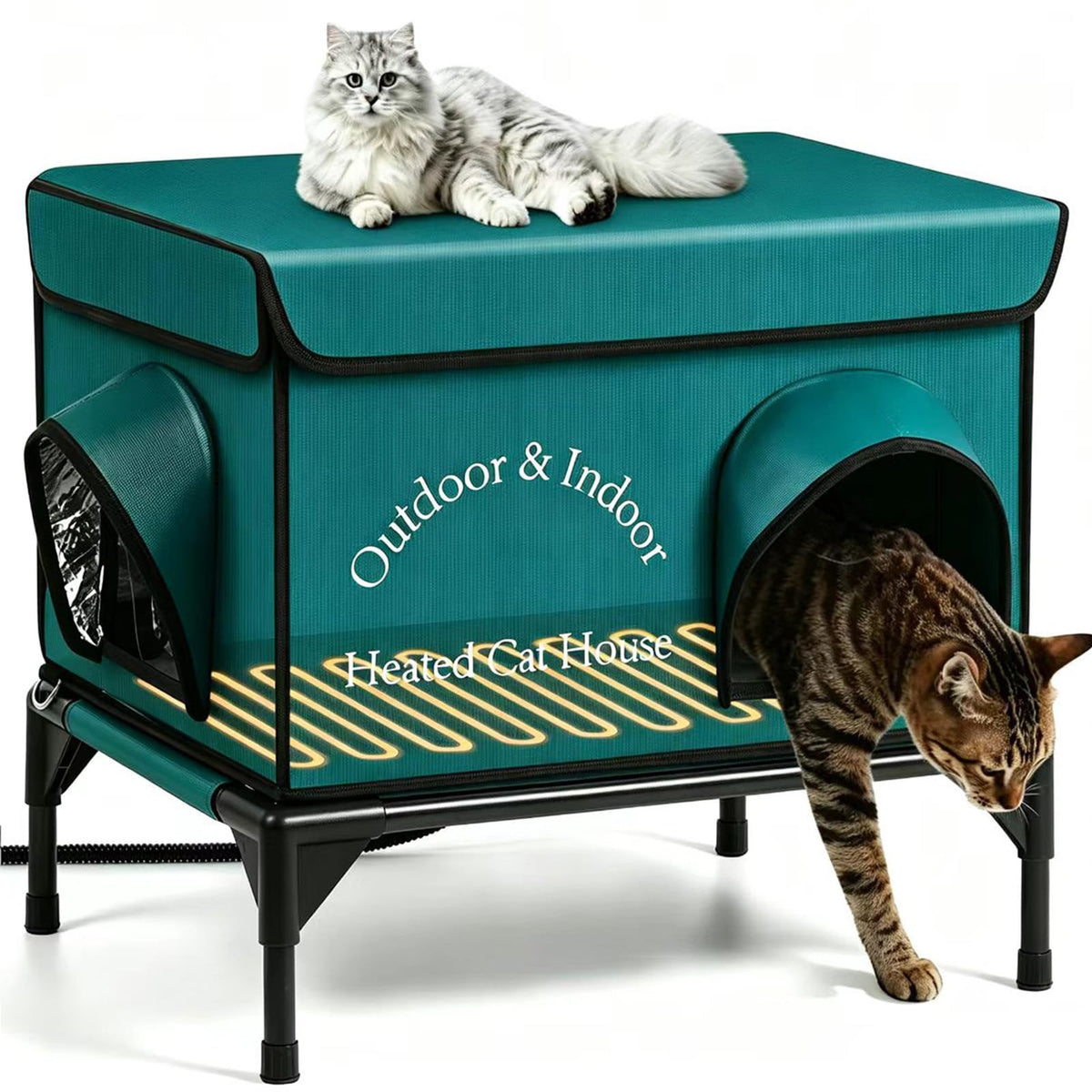 Insulated Heated Cat House with Heating Pad I710