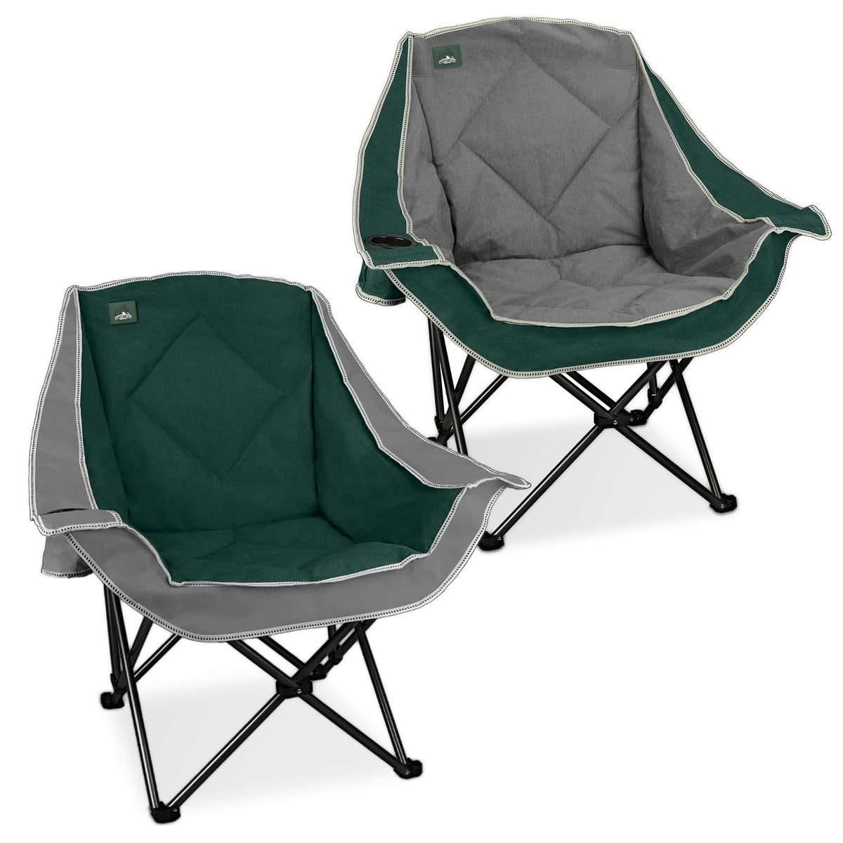 2 Pack Oversized Padded Folding Camping Chair with Cup Holder C2588