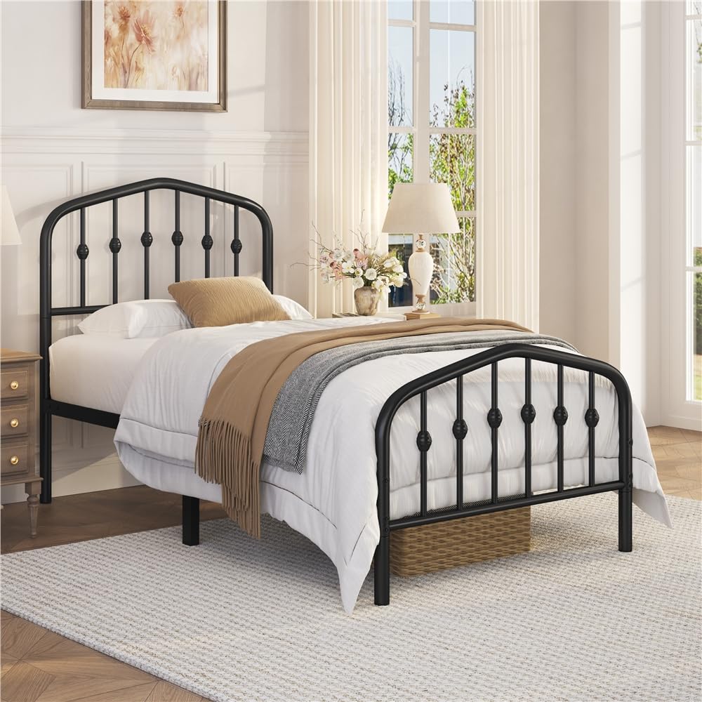Twin Metal Bed Frame with Victorian Headboard T632