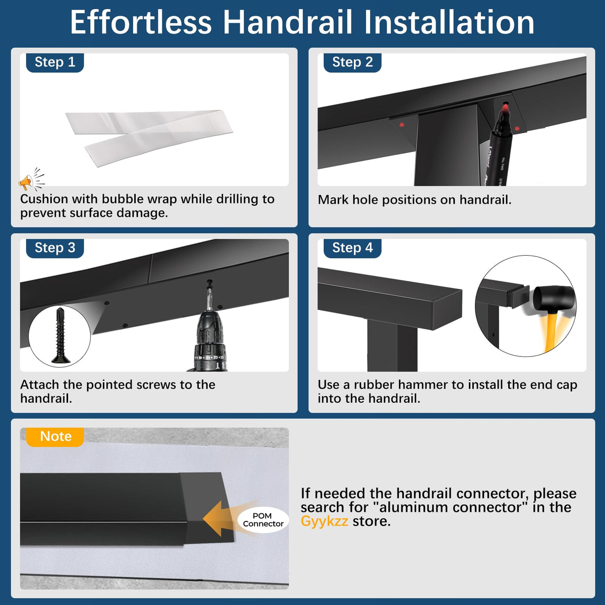 Black Aluminum Handrail 3 Pack D392061