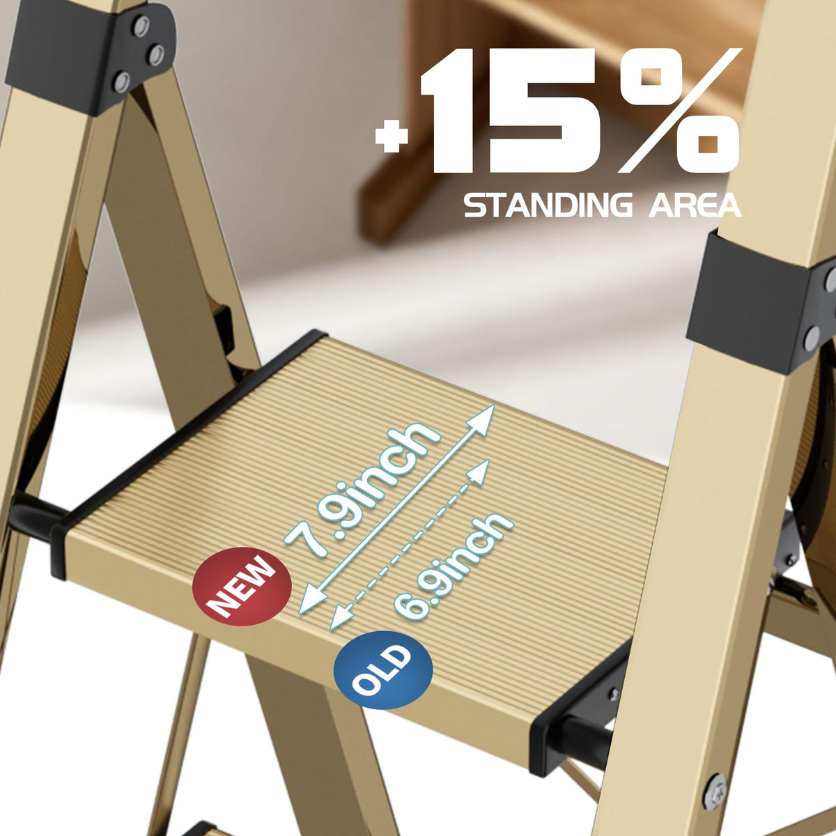 4 Step Lightweight Folding Ladder with Handgrip 330lbs Capacity O292458