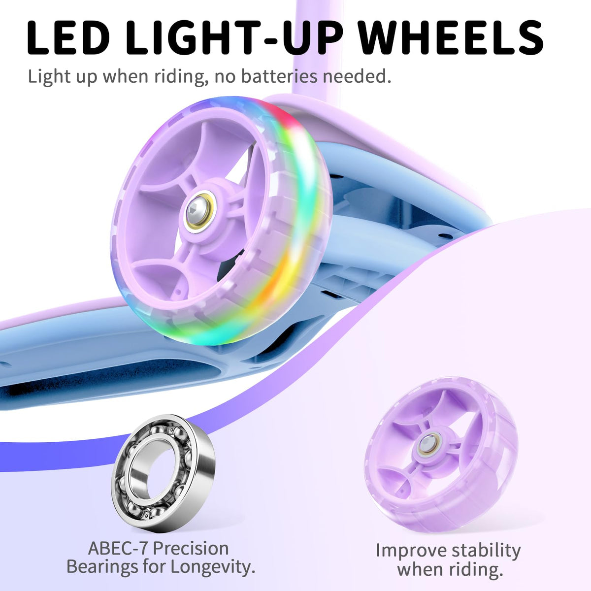 3 Wheel Folding Kick Scooter with LED Light-Up Wheels Z454