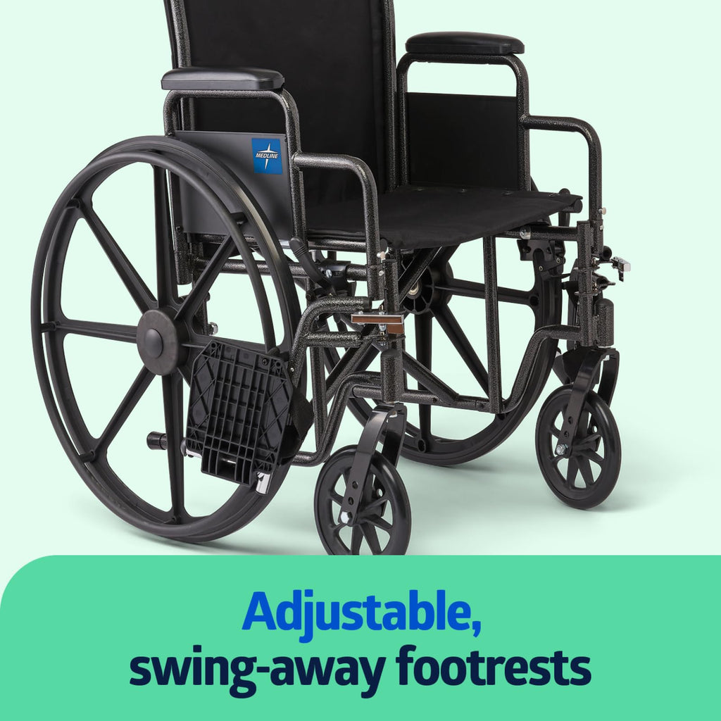 Folding Wheelchair with Swing-Back Desk-Length Arms and Swing-Away Footrests R978