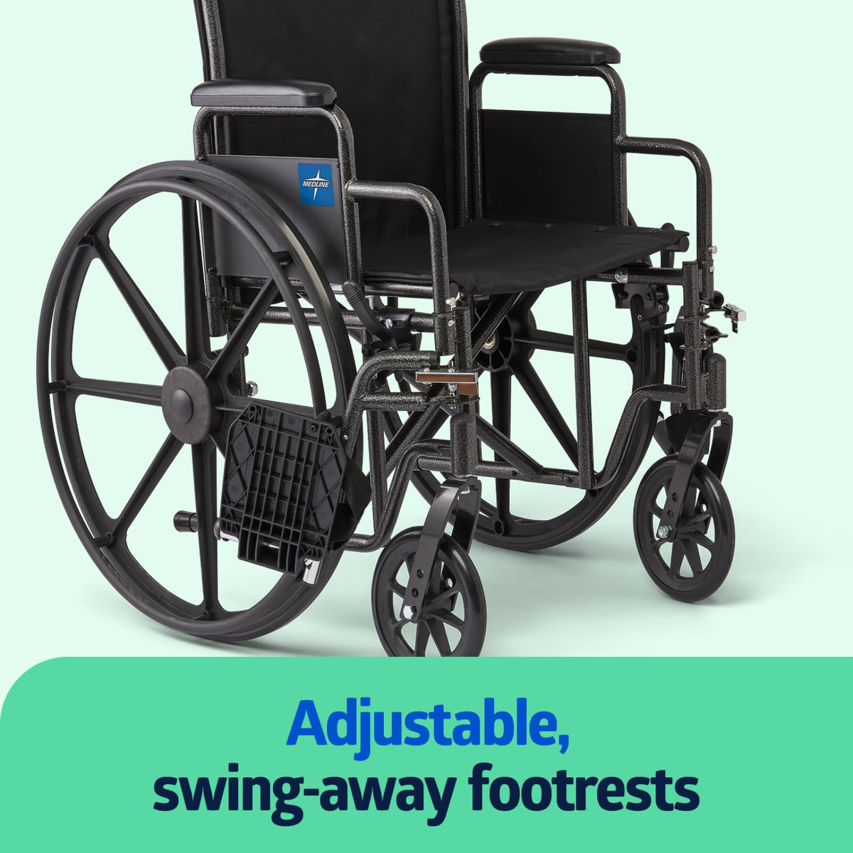 Folding Wheelchair with Swing-Back Desk-Length Arms and Swing-Away Footrests R978