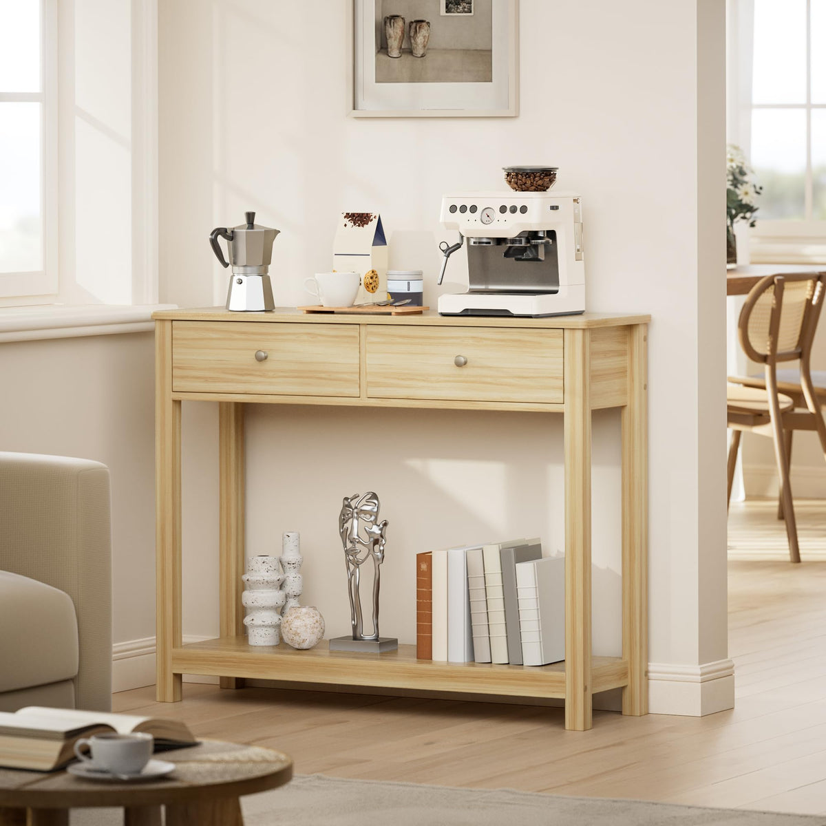 2 Drawer Oak Console Table O7974