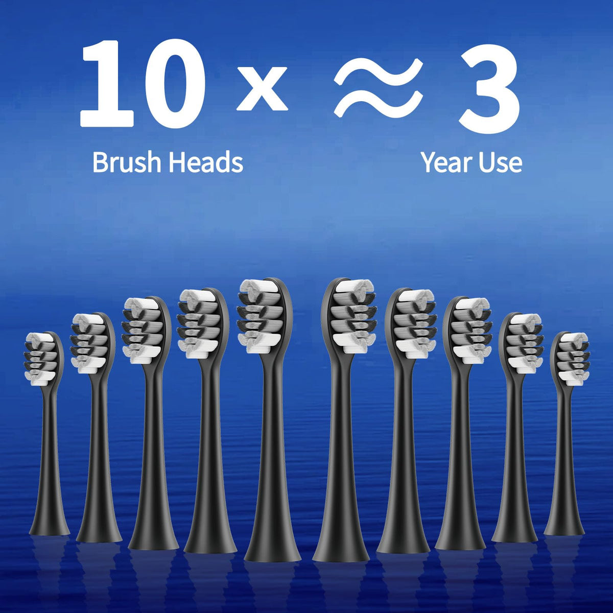 Black White Electric Toothbrush with 10 Brush Heads H972540