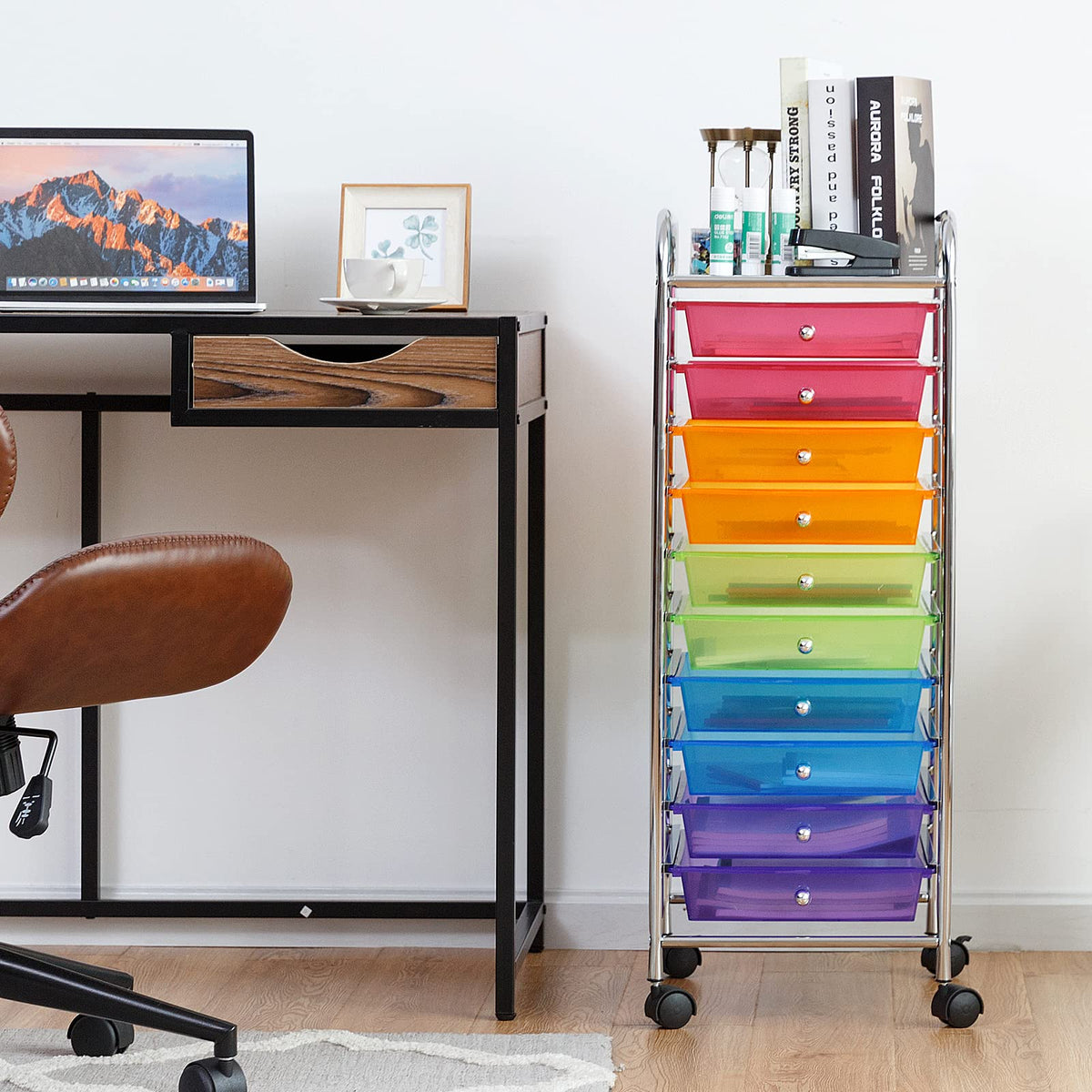 Rolling Storage Cart with 10 Drawers, Utility Cart with Wheels A73813