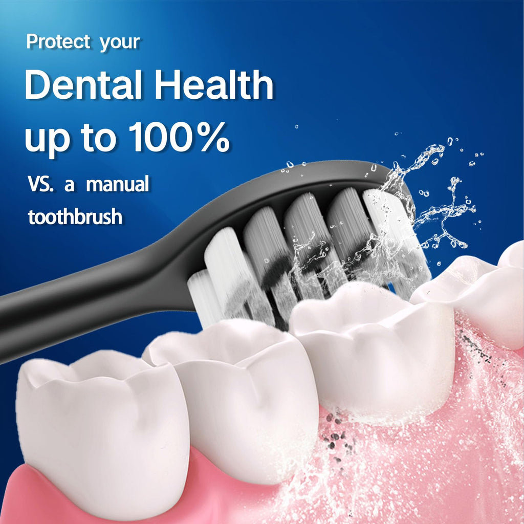 Black White Electric Toothbrush with 10 Brush Heads H972540