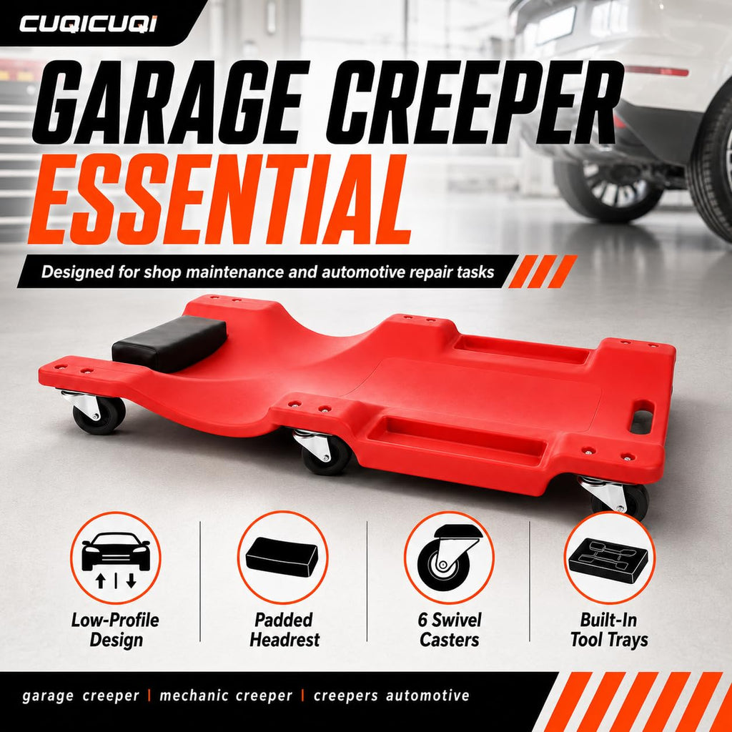 Low Profile Mechanic Creeper with Padded Headrest and 6 Swivel Casters V454