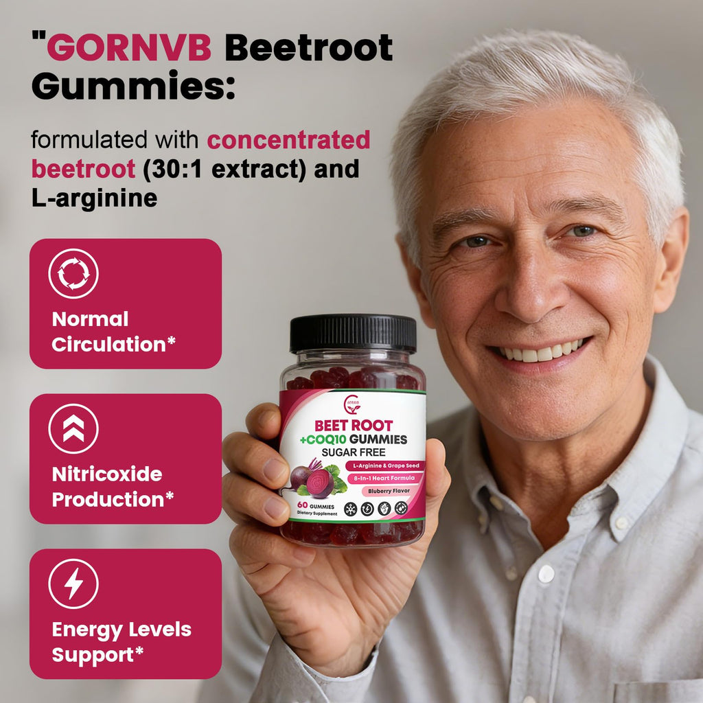 Beet Root Gummies with CoQ10, L-Arginine & Grape Seed Extract, Vegan, 60 Counts Z3675