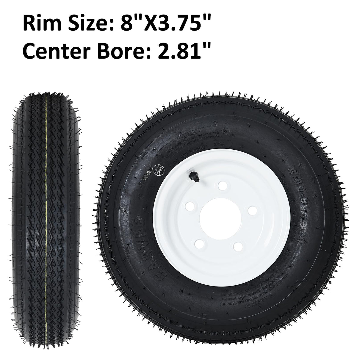 4.80-8 Trailer Tires on 8” White Rims 2-Pack U486712