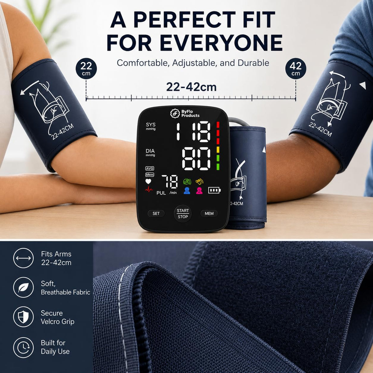 Blood Pressure Monitor Arm Cuff USB-C E1276