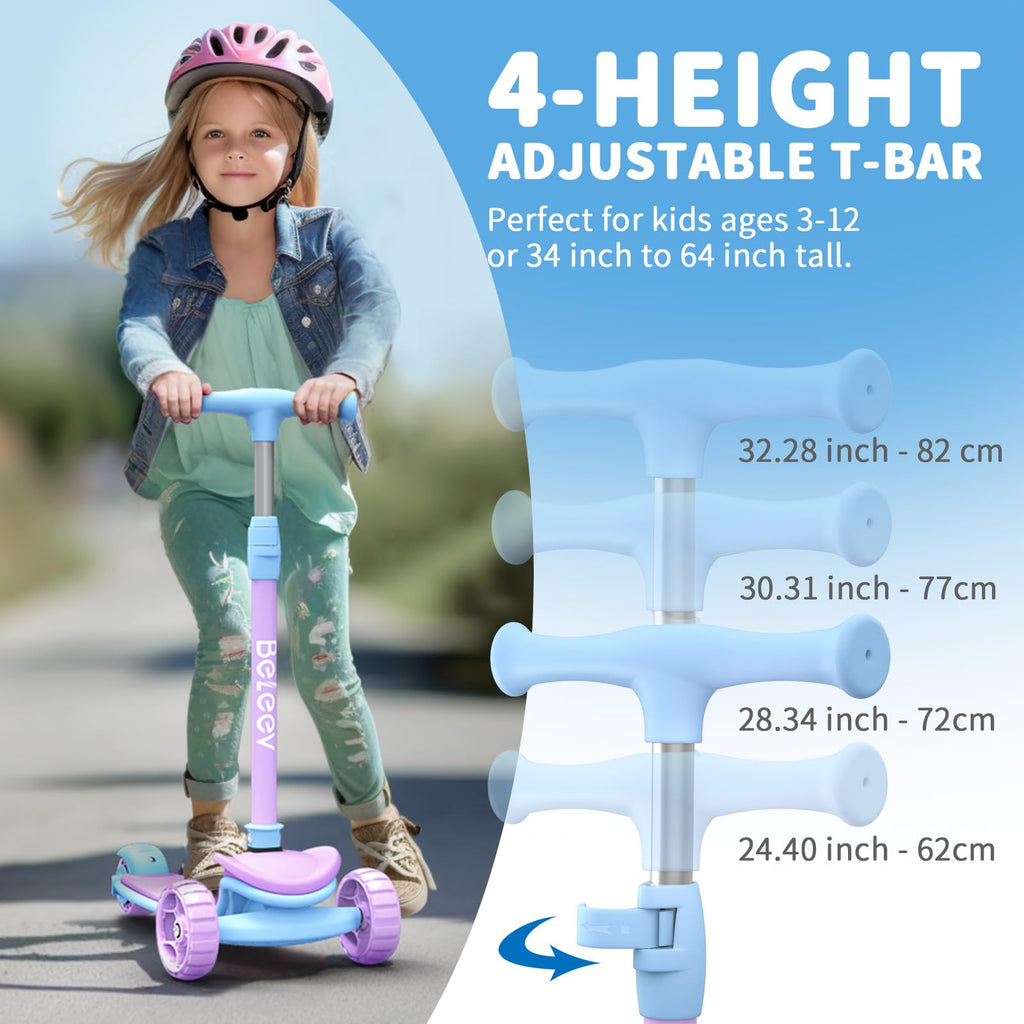 3 Wheel Folding Kick Scooter with LED Light-Up Wheels Z454