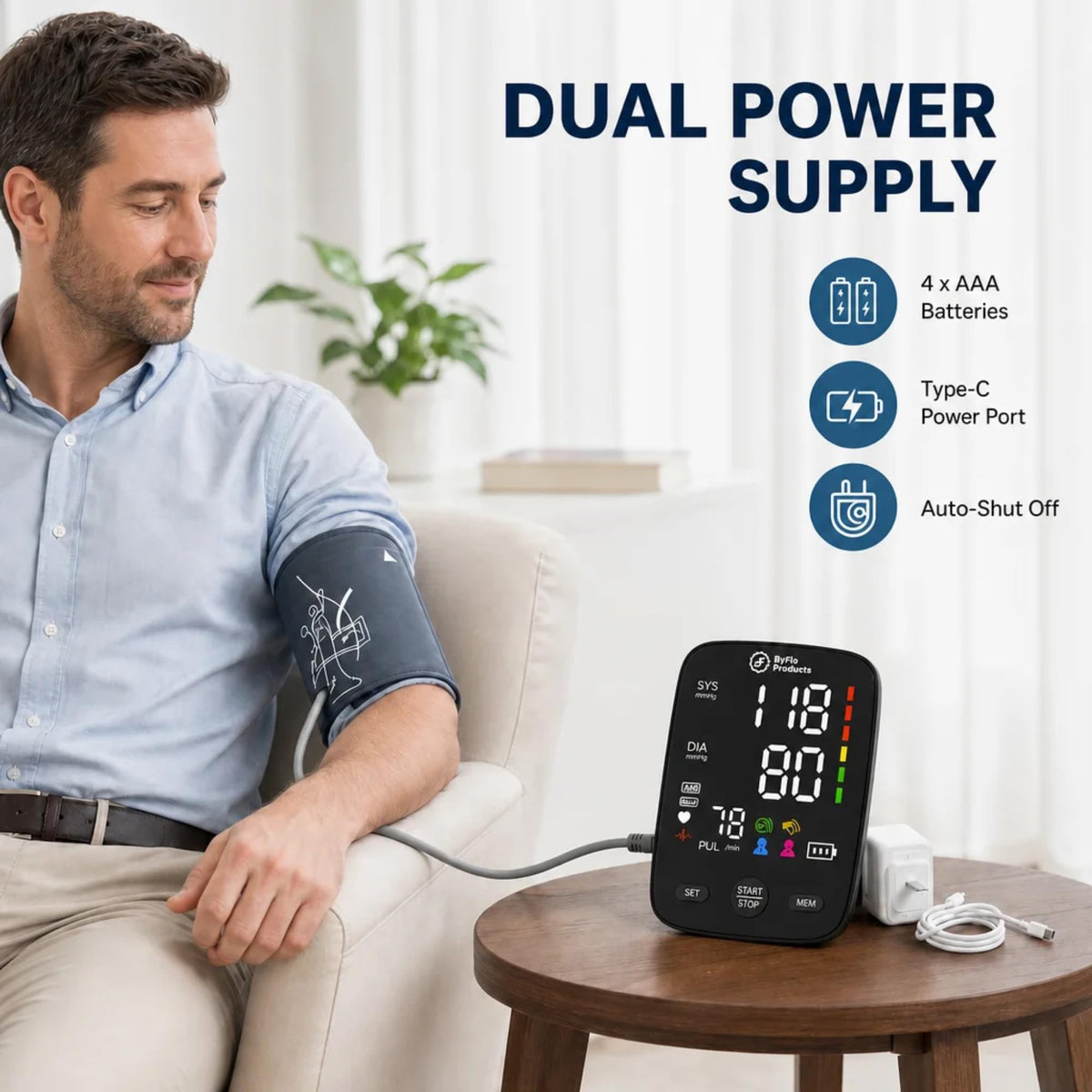 Blood Pressure Monitor Arm Cuff USB-C E1276