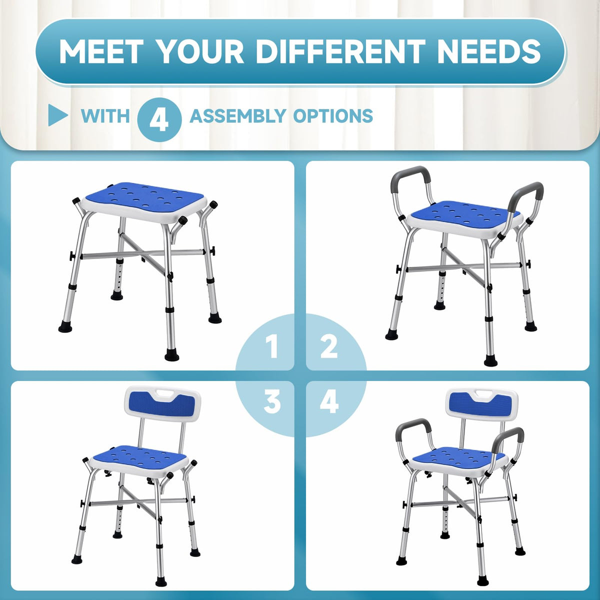 Adjustable Shower Chair with Arms and Back F44335