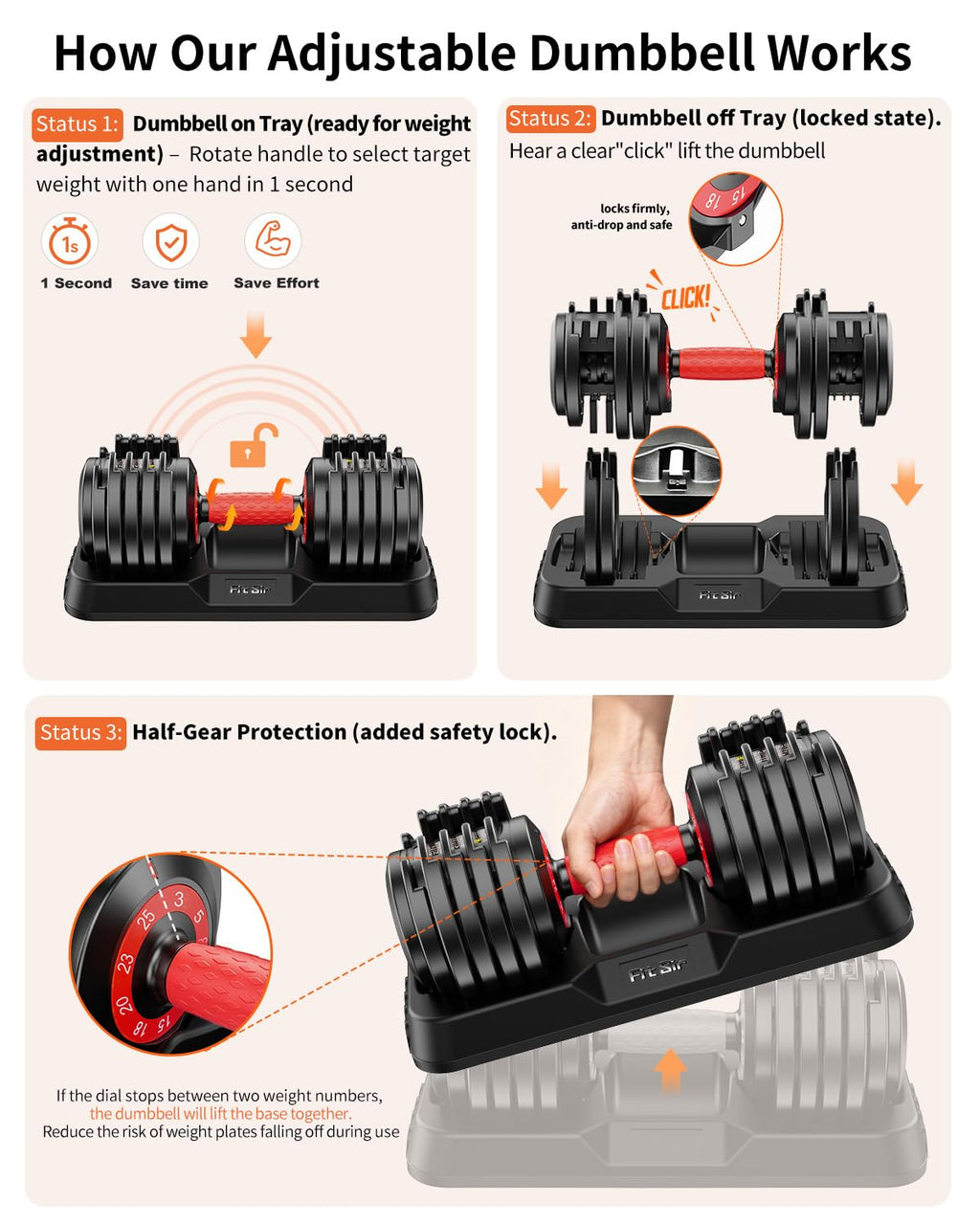 Adjustable Dumbbell Set 25LB/50LB/90LB with Storage Tray A917021