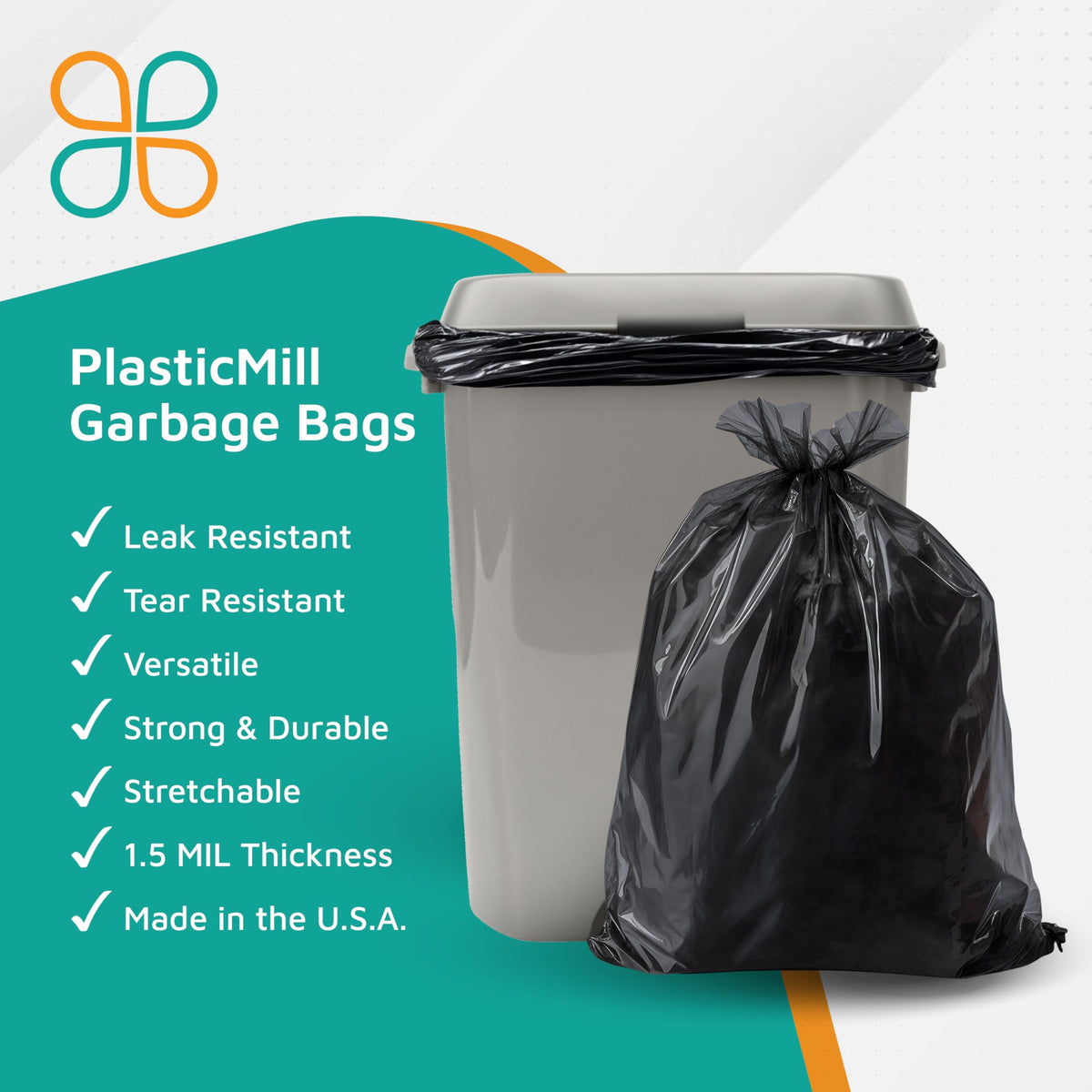 Black 42-Gallon 1.5 Mil Tall Trash Can Liners B954457