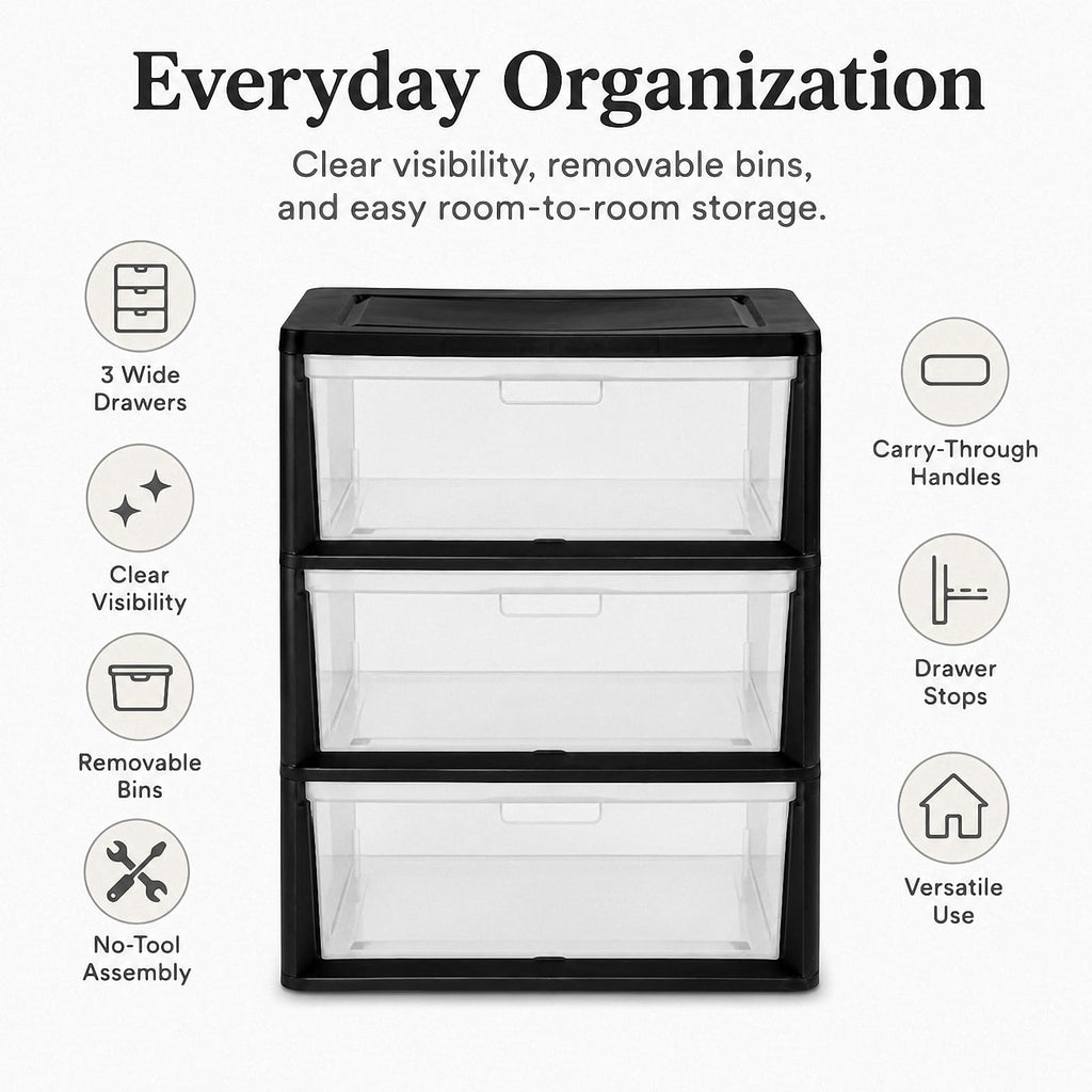 3 Drawer Plastic Storage Cart D9457