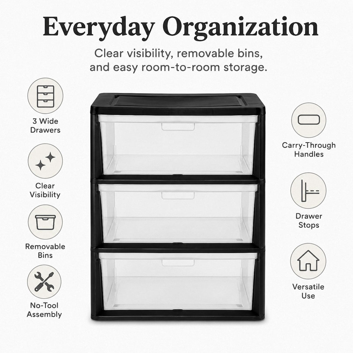 3 Drawer Plastic Storage Cart D9457