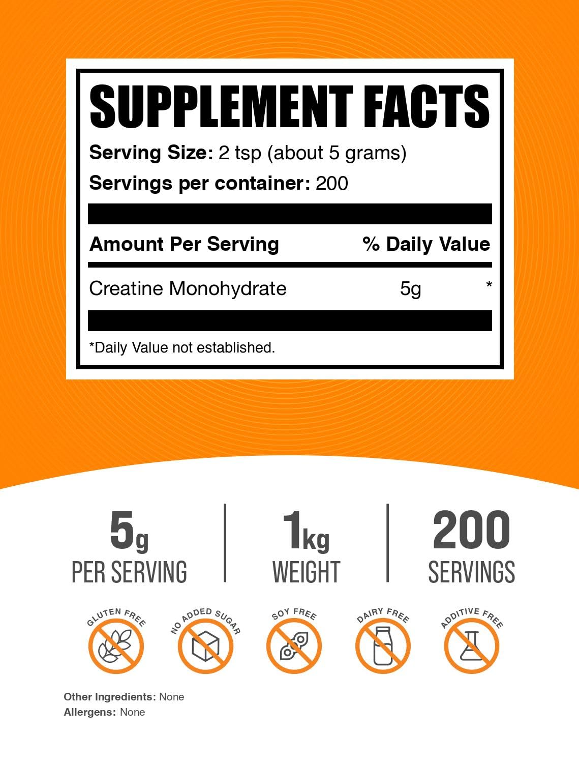 Micronized Creatine Monohydrate Powder Unflavored 1kg U34855