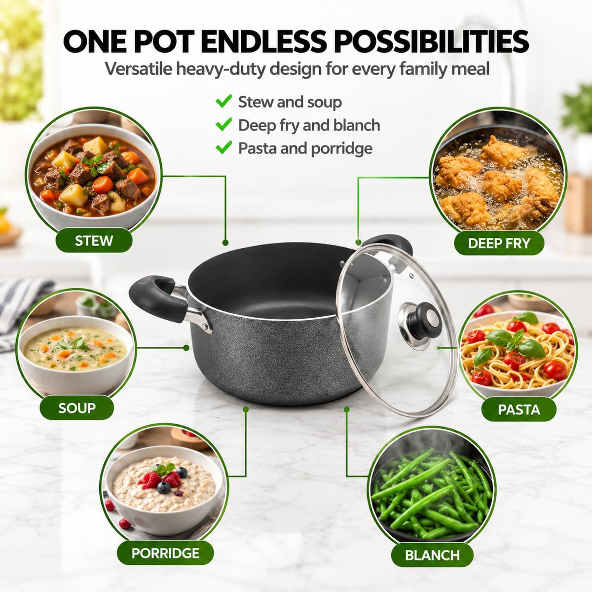 24QT Aluminum Sauce Pot with Glass Lid A309
