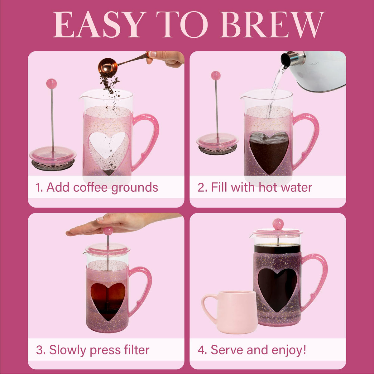 8-Cup Pink French Press Coffee Maker P101