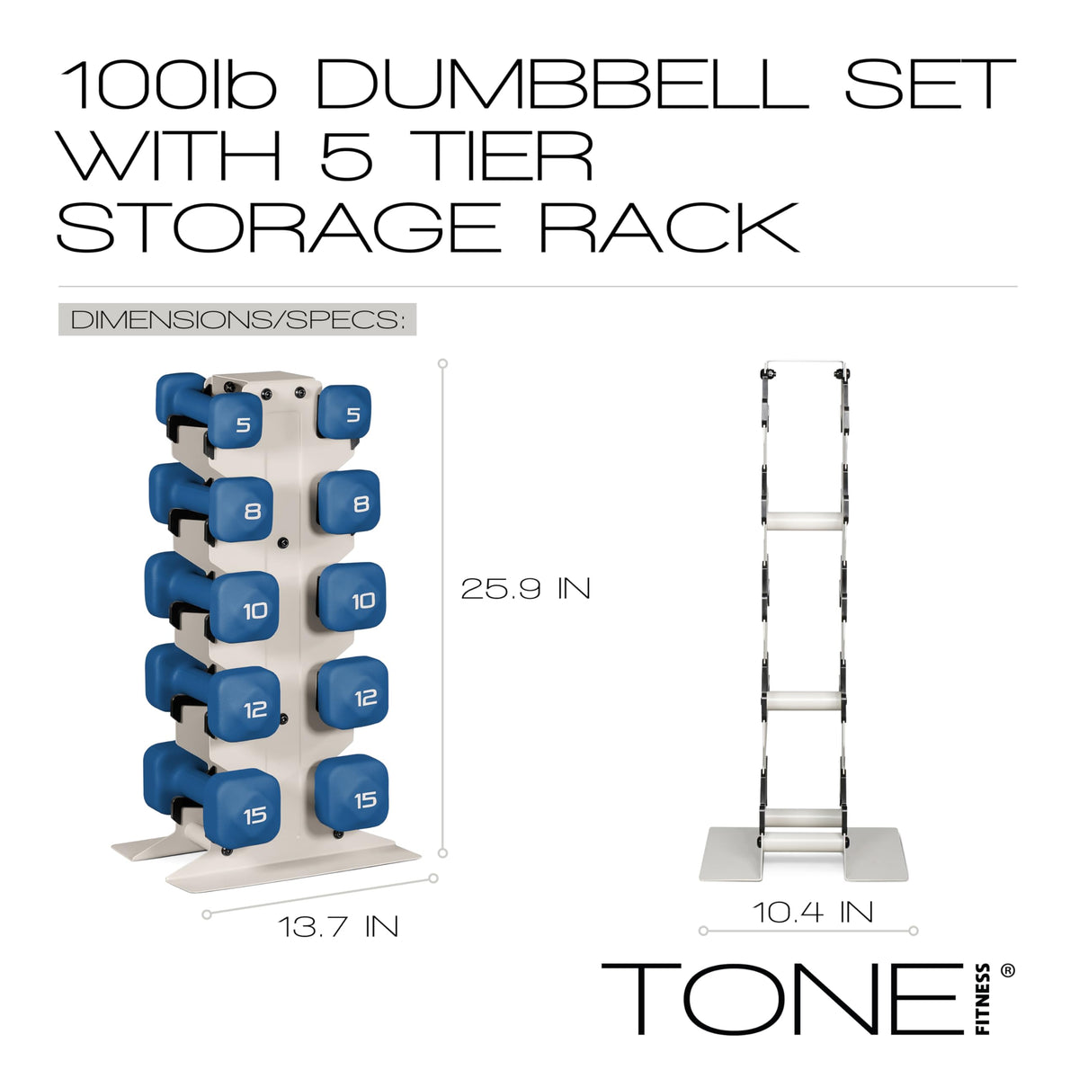 Neoprene Dumbbell Set with Storage Rack S83836