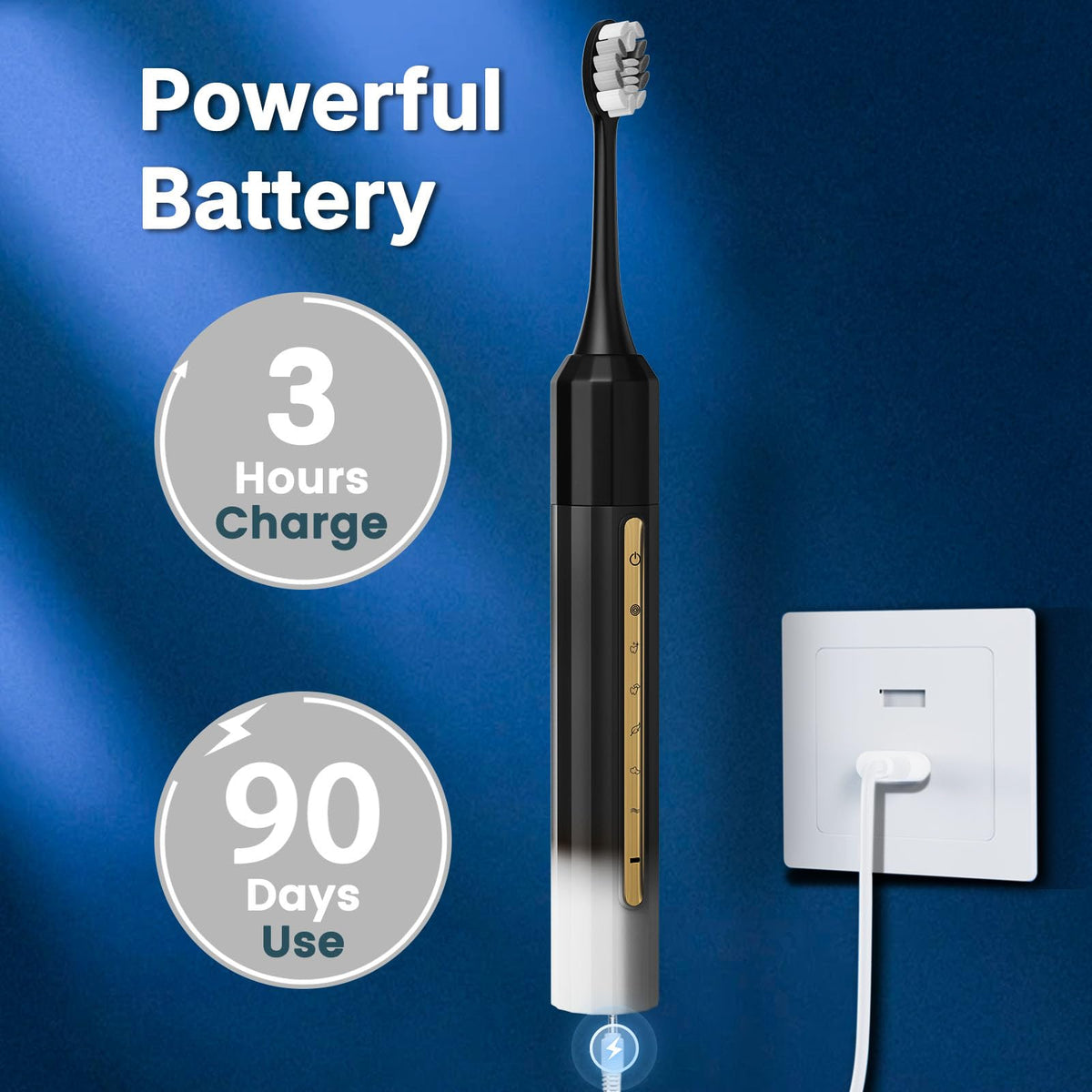 Black White Electric Toothbrush with 10 Brush Heads H972540