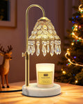 Crystal Candle Warmer Lamp with Timer, Adjustable Height, 50W Halogen Bulb, 5W Night Light, Gold N49806