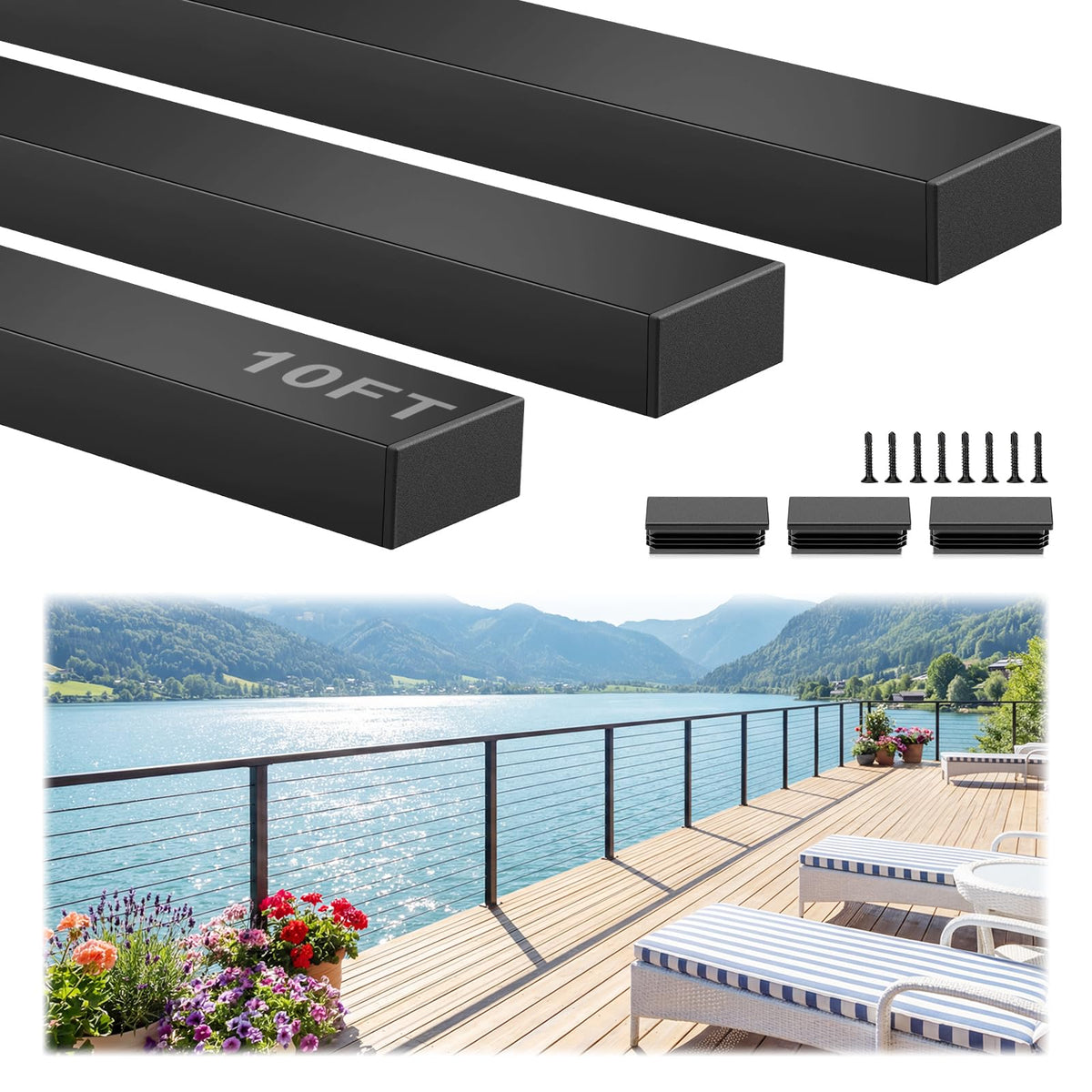 Black Aluminum Handrail 3 Pack D392061