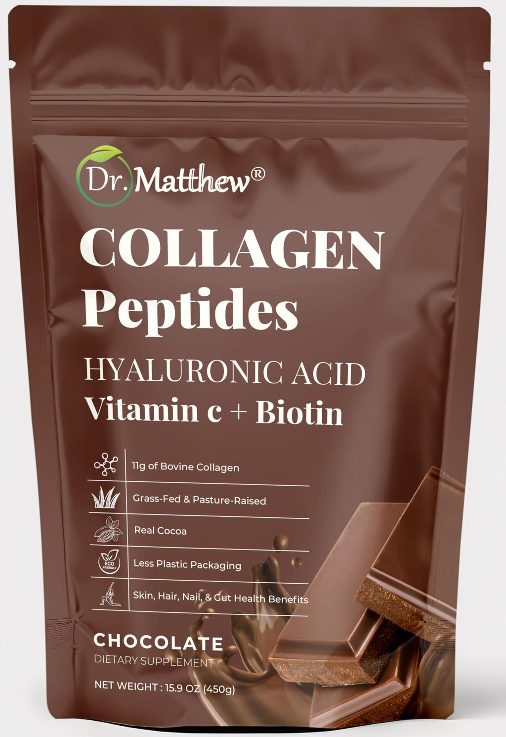Chocolate Collagen Peptides Powder with Hyaluronic Acid and Vitamin C J75242