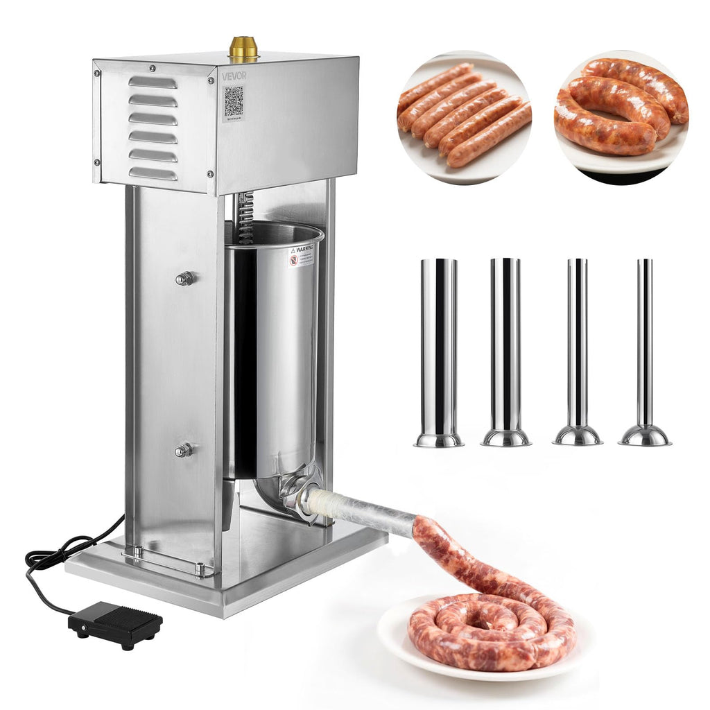 25 LBS Stainless Steel Electric Sausage Stuffer with 4 Stuffing Tubes V462972
